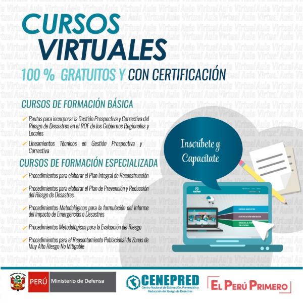 CURSOS VIRTUALES 100 GRATUITOS Y CON CERTIFICACIÓN Gobierno Regional