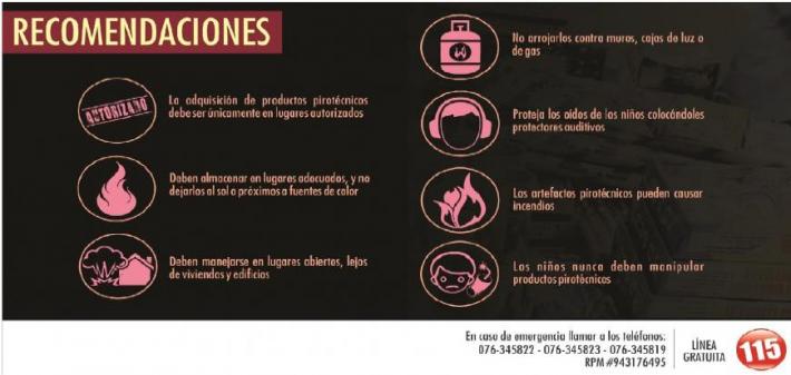 EVITEMOS EL MAL USO DE LOS PRODUCTOS PIROTÉCNICOS - RECOMENDACIONES -